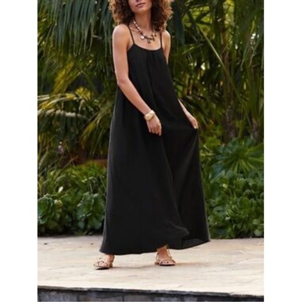 Sol Angeles Gauzy Cotton Maxi Dress Black XS/S